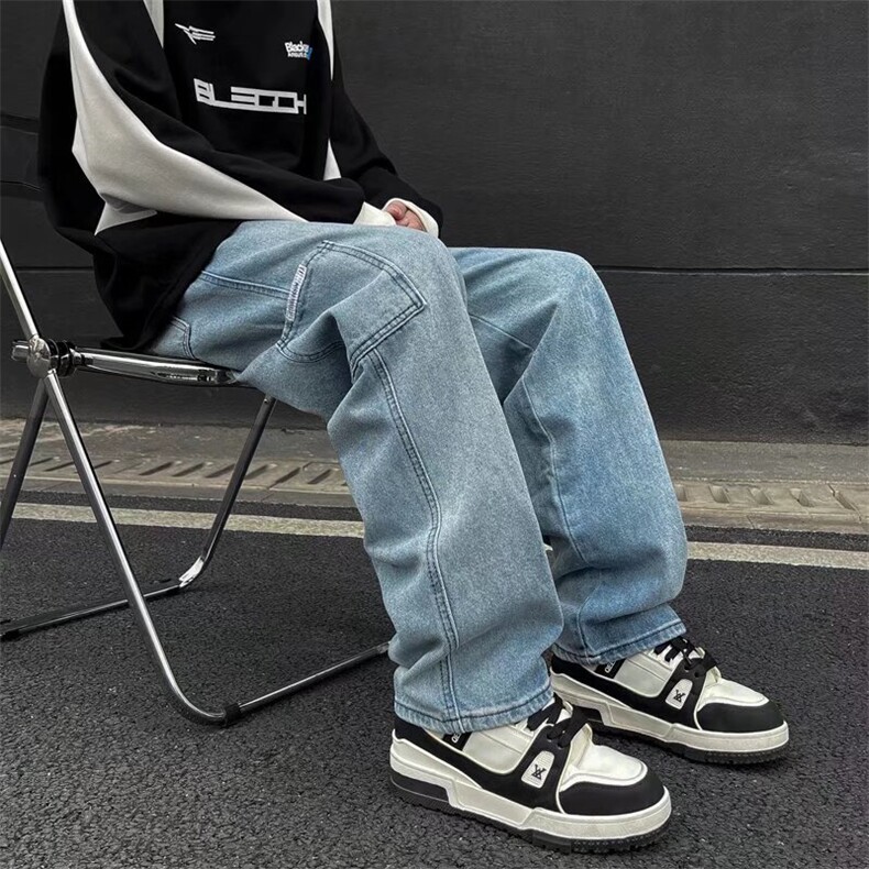 美式复古牛仔裤男高街宽松直筒裤休闲裤子 1001-1-NK6119-P36图片
