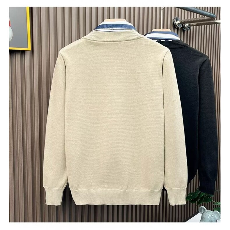 轻奢潮流时尚假两件毛衣男复古休闲秋冬打底衫针织衫翻领纯色长袖,男装针织衫/毛衣,星座1013