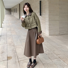 新款2025新款小香风上衣+皮裙两件套2C115-2257-P145-K218，女装套装/套裙，2C115