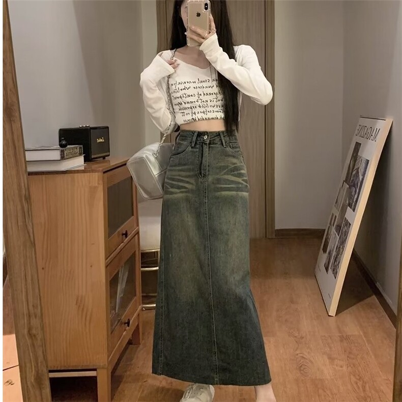 牛仔半身裙女春季显瘦高腰大码胖mm梨形身材遮胯a字裙子D3110/P45,女装牛仔裤,星座506A