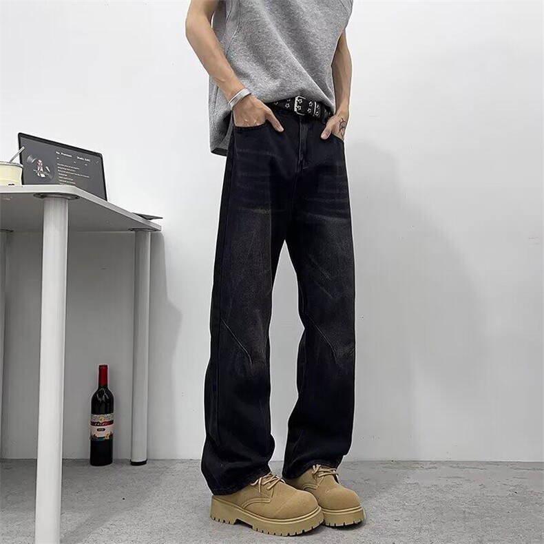 D35-P50港风潮男夏季新款牛仔裤嘻哈ins高街潮流痞帅长裤,男装牛仔裤,星座617A-1（原B318A）