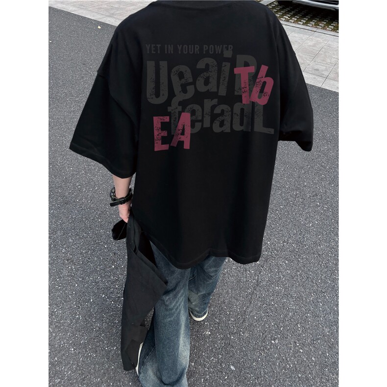 重磅美式高街印花纯棉大码宽松休闲短袖T恤T2529-P25控38,男装T恤,电商B219A