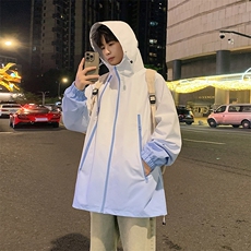 港风上衣渐变多拉链夹克宽松落肩拼色棒球服外套JK830P75，男装夹克，星座1204-3