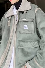 【】A003-HJ5052-P130秋冬新款皮毛一体机械棉衣外套港仔，男装夹克，电商A003