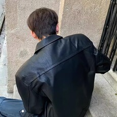 wt02-P68秋季小众解构高级感痞帅机车上衣外套男复古潮牌PU皮衣，男装皮衣，电商B323A