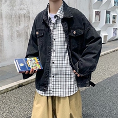 夹克男宽松休闲百搭黑色复古港风2025秋季新款秋装上衣牛仔外套男，男装工装外套，星座1210-1