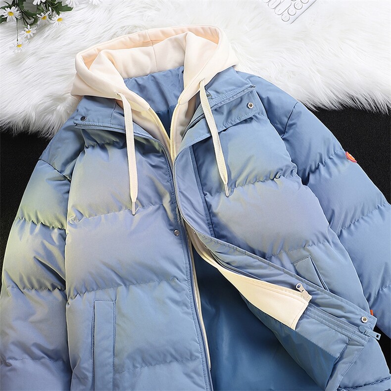 棉衣男三防冬季新款港风宽松连帽假两件加厚棉服914-4-WT08P70，男装棉衣，星座914-4