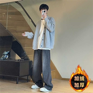 1506A/GW030/P44痞帅立领开衫外套宽松长袖卫衣美式潮牌图片