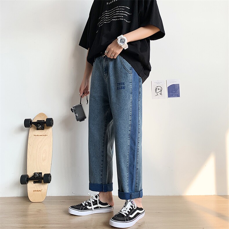 九分牛仔裤男潮牌宽松韩版潮流夏季直筒休闲阔腿男生裤子K806-P45图片