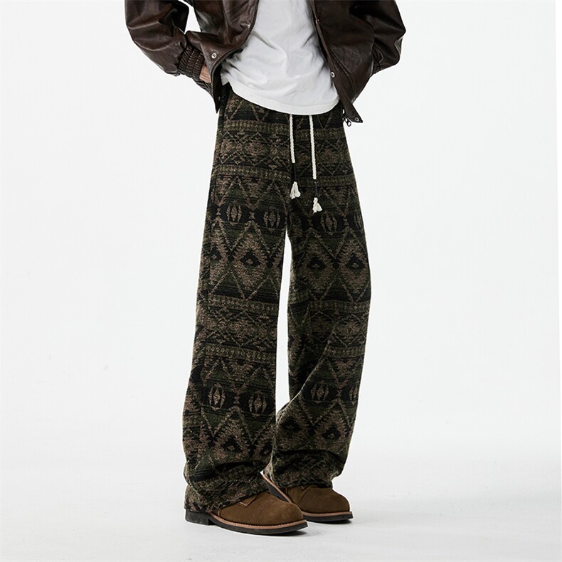 2025秋冬新款针织脏脏民族风提花宽松休闲裤B313-K825-特p45控78，男装休闲裤，电商B313