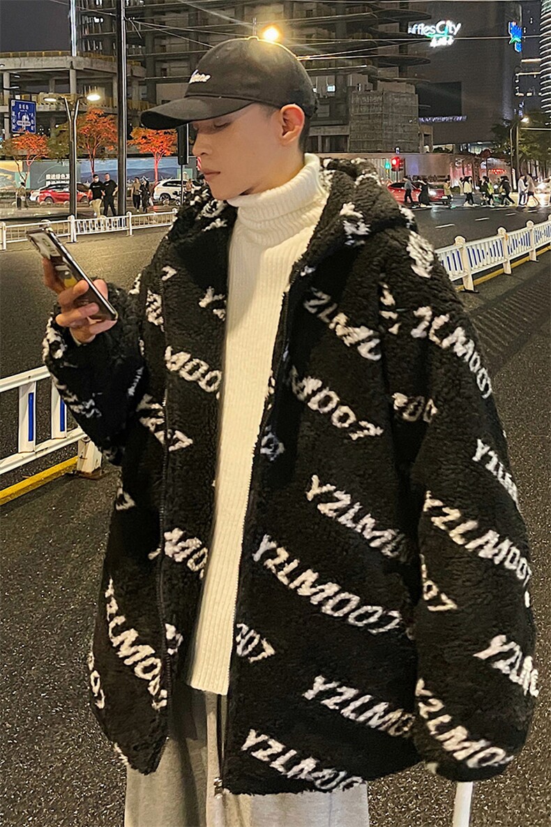 1港风定制LOGO羊羔毛棉衣大码M-5XL连帽棉衣外套男78710P105控148,男装棉衣,星座226-2