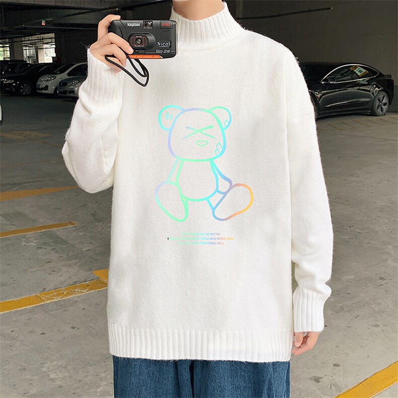 M18139-P45加绒款-P65半高领毛衣男士大码针织衫男毛线衣男，男装针织衫/毛衣，电商A040