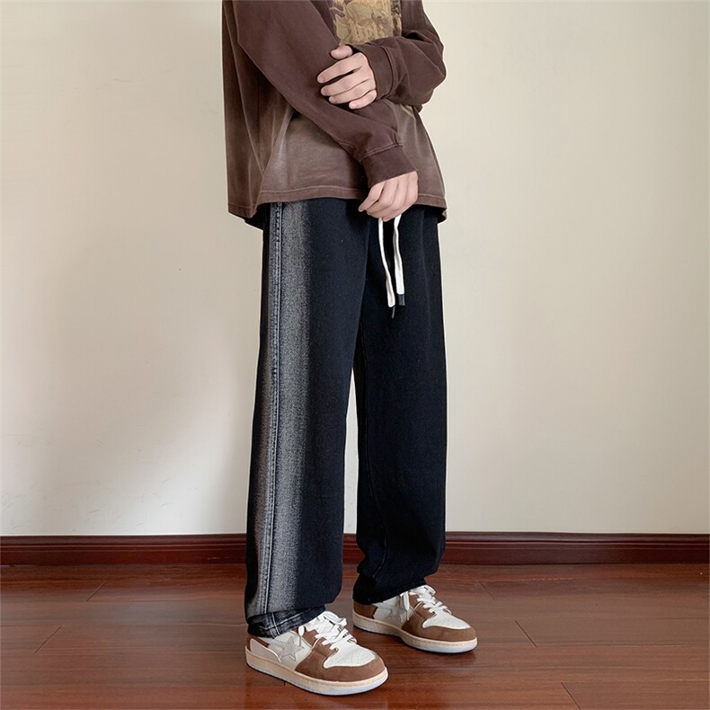 水洗牛仔裤男港风直筒裤宽松美式复古休闲牛仔裤CK2329-P45控78,男装牛仔裤,星座717