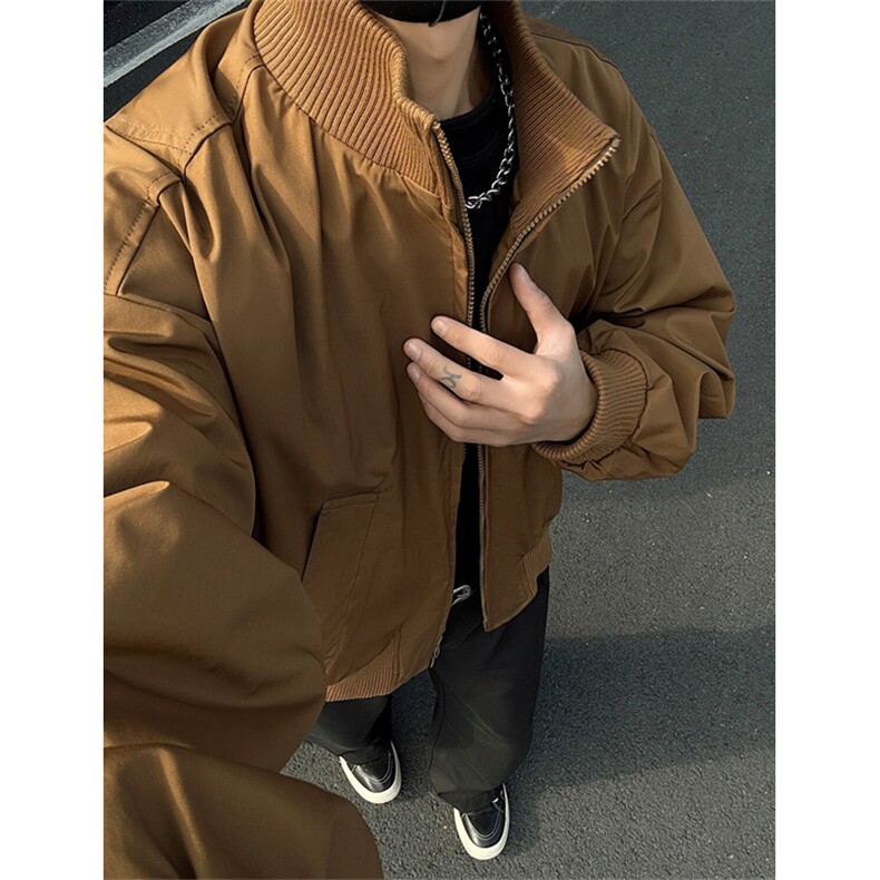 cleanfit黑色高级感保暖棉服外套男冬季美式立领加厚飞行夹克棉衣,男装夹克,星座1116A（原606A-3）