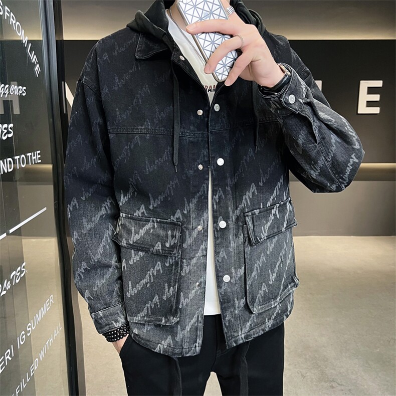 2023新款夹克外套男秋冬牛仔洗水大码宽松连帽外套jk807-p108,男装夹克,电商D303