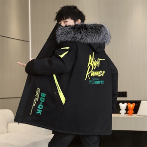 冬季加绒加厚兔毛派克服青少年外套棉衣图片