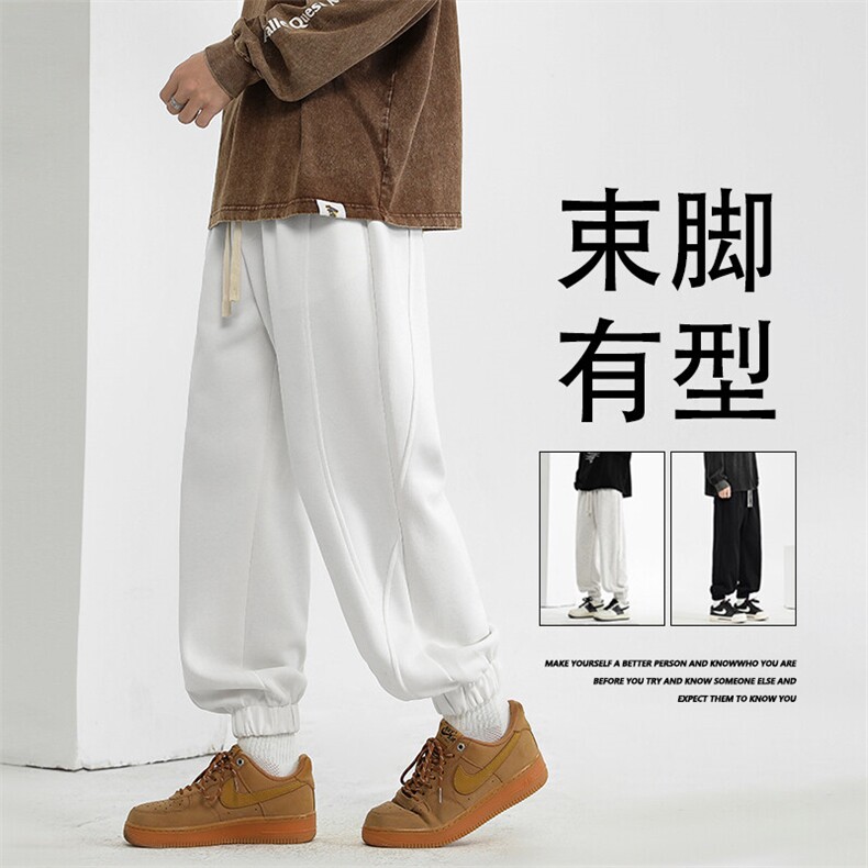 美式卫裤秋冬季新款加绒加厚阔腿休闲长裤-X1630特批37加绒特批47图片