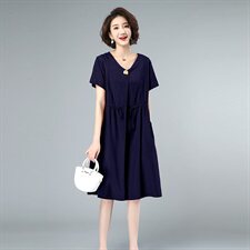 2021夏款新款纯色大码大口袋女装连衣裙230款，女装连衣裙，秋牧寒烟