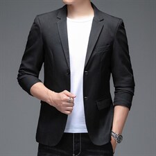 春季休闲纯色西装男外套2023新款单件宽松上衣中青年春秋西服图片