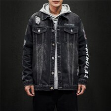 jk818-p80M-5XL黑墙ins牛仔夹克绣花破洞大码男日系CITYBOY，男装夹克，星座103A