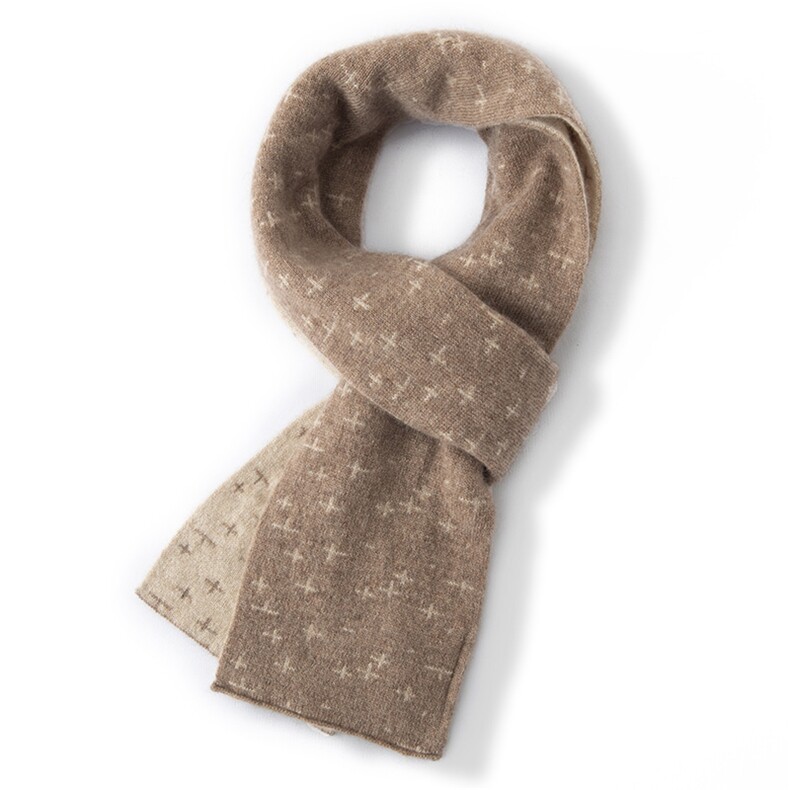 2025年秋季新款百搭女士加厚保暖十字提花小围巾，围巾，顺禾羊绒