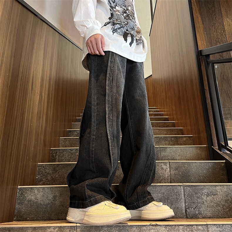 23秋直筒拼接解构vibe高街牛仔裤XZ603-K724-P60控78,男装牛仔裤,星座603