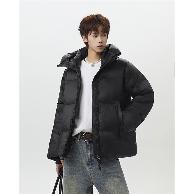 新标90白鸭绒连帽羽绒服男冬季防风加厚短款面包服-YR88-特180，男装羽绒服，电商B289