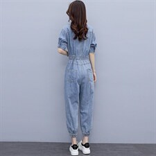 天丝牛仔连体裤女薄款2025夏季新款时尚洋气减龄小个子工装连衣裤，女装连体裤，微微衣阁