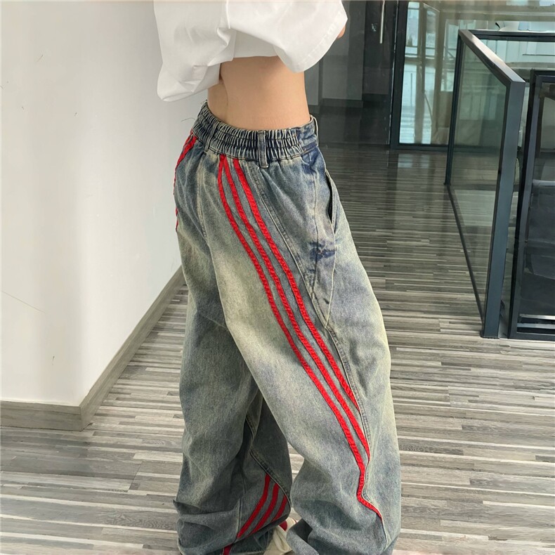春季复古阔腿牛仔裤男直筒宽松美式高街vibe风裤子潮牌GT8166-P45图片