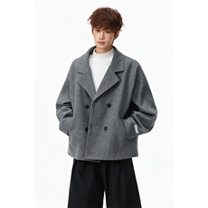 高智风冬季新款加厚翻领呢大衣男短款设计感休闲呢子外套潮，女装短外套，星座903-1