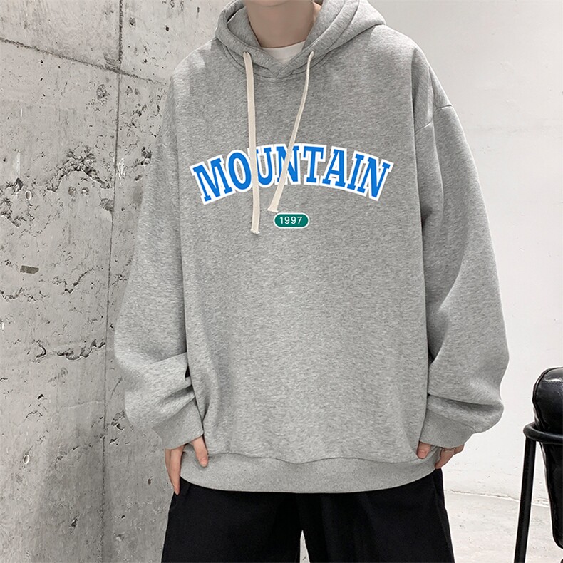 WY2231-P35加绒款-P40纯棉连帽卫衣男大码运动帽衫宽松薄外套男,男装卫衣,电商A040