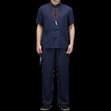 BZ2002钱塘2020-2亚麻休闲短袖长裤中老年套装精品主推大货P85，男装中老年男装，钱塘207-2