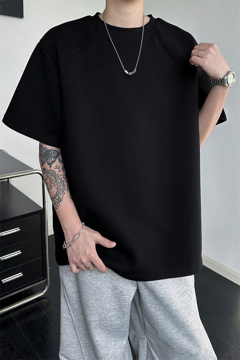 8XL-M美式高街高克重短袖T恤男宽松短款BOXY正肩上衣半袖DX334,男装T恤,电商D206-1