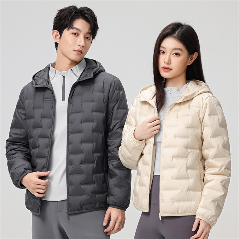 新款90绒子轻薄情侣装羽绒服秋冬男女款连帽轻薄羽绒服外套图片