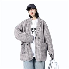 21春季港风格子西装男中性风西装女高品质现货DS-C407-XZ702-P75，女装西装，电商C323-1