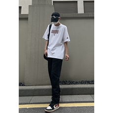 B221美式ins高街小众假破洞修身微喇牛仔裤LK22065-P65控88，男装牛仔裤，电商B221