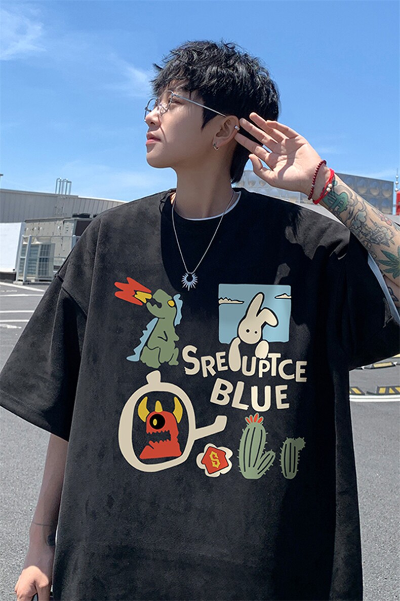 量大优供视频重磅麂皮绒短袖T恤男JPDX236-特P19,男装T恤,电商B367