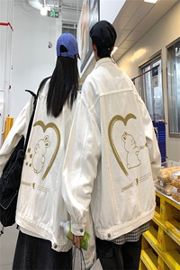 2024港风不一样情侣印花牛仔夹克外套男JK566-P6588图片