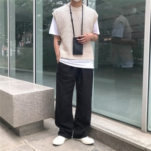 577-P35 美式硬汉镂空针织背心男网眼透视宽松无袖t恤透气运动图片