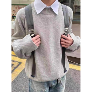 圆领针织衫毛衣男日系复古保暖慵懒风长袖513AMY2605P52图片