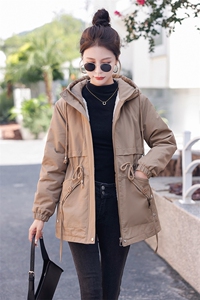 现货！！2025冬季新款加绒加厚外套女连帽中长款棉衣显瘦派克棉服图片