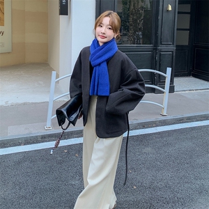 韩系气质双面羊绒西装外套女秋冬新款今年流行小个子显瘦毛呢外套图片