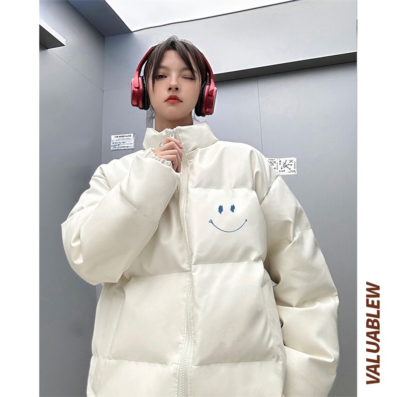 均可提供短视频高品质港风笑脸PU皮加厚棉衣PM136-p110控148，男装棉衣，星座508（原C305）