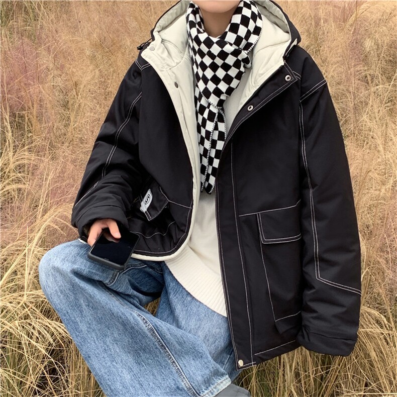2026冬季男工装辑明线连帽羽绒棉服A338-1MF87P138控168,男装棉衣,电商D325