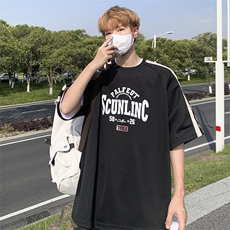 青春男T恤标准夏季五分袖ins时尚潮牌圆领T05574-P33，男装T恤，星座308B-1