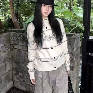 A2520-P58 高智学院风针织开衫毛衣女直筒显瘦简约百搭费尔岛图片
