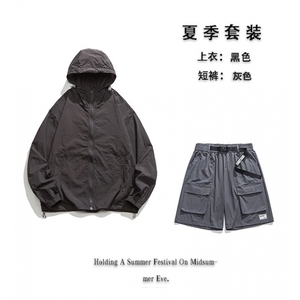 夏日户外UPF50+防晒衣潮流短裤情侣款套装FSY3203+K2332-P80图片