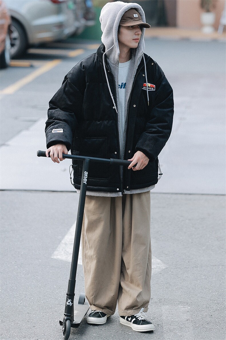 冬季青少年假两件棉衣外套加绒加厚简约棉服男女8117-P140控价188,男装棉衣,电商A441-1