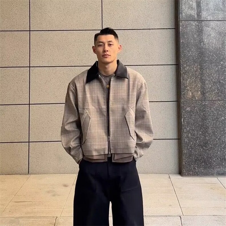 WT94-P77 潮流气质慵懒ins简约文艺流行日系新款质量千鸟格夹克图片