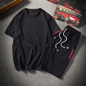 海边度假短袖t恤男沙滩半袖衣服套装男士运动短装两件套DS86T